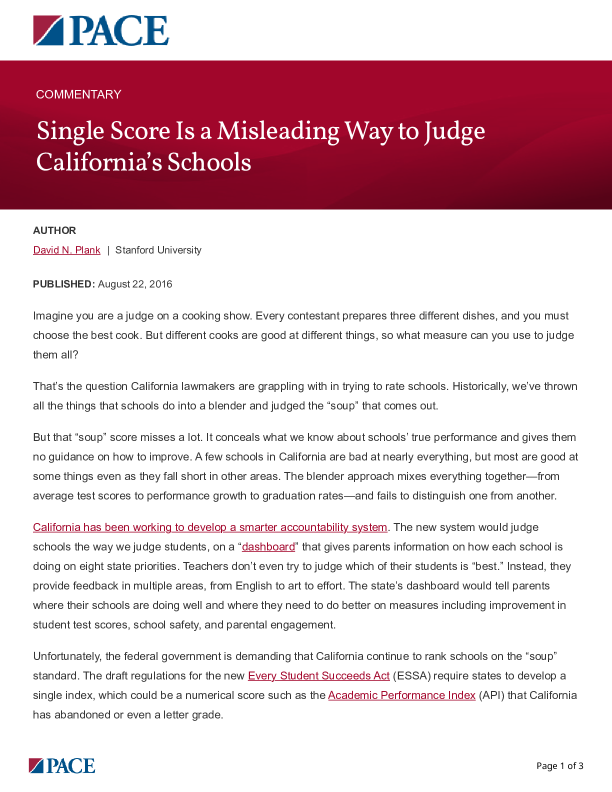 Single Score Is a Misleading Way to Judge California’s Schools PDF