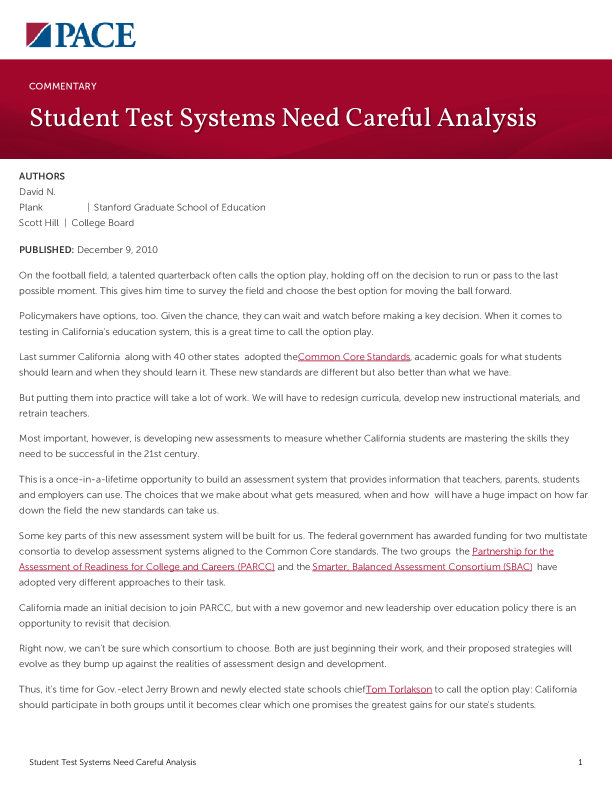 Student Test Systems Need Careful Analysis PDF