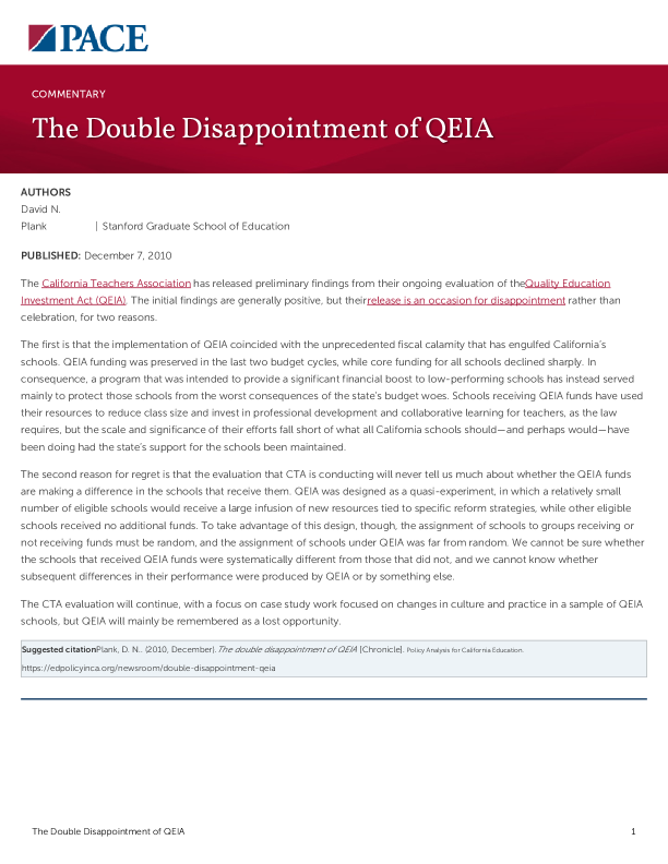 The Double Disappointment of QEIA PDF
