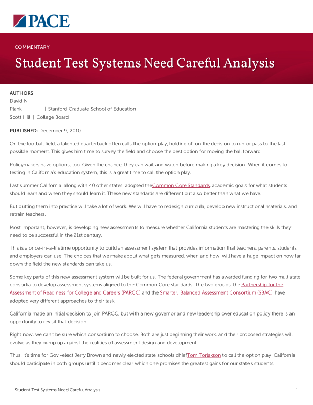 Student Test Systems Need Careful Analysis PDF
