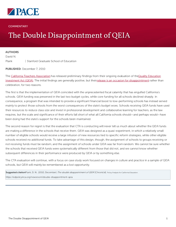 The Double Disappointment of QEIA PDF