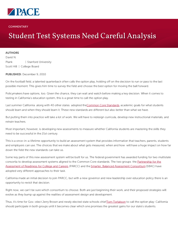 Student Test Systems Need Careful Analysis PDF