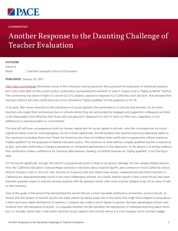 Another Response to the Daunting Challenge of Teacher Evaluation PDF