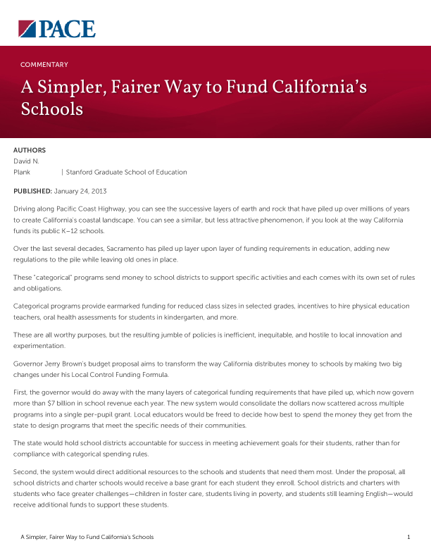 A Simpler, Fairer Way to Fund California’s Schools PDF