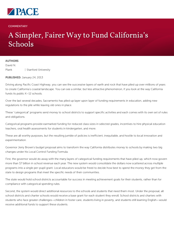 A Simpler, Fairer Way to Fund California’s Schools PDF