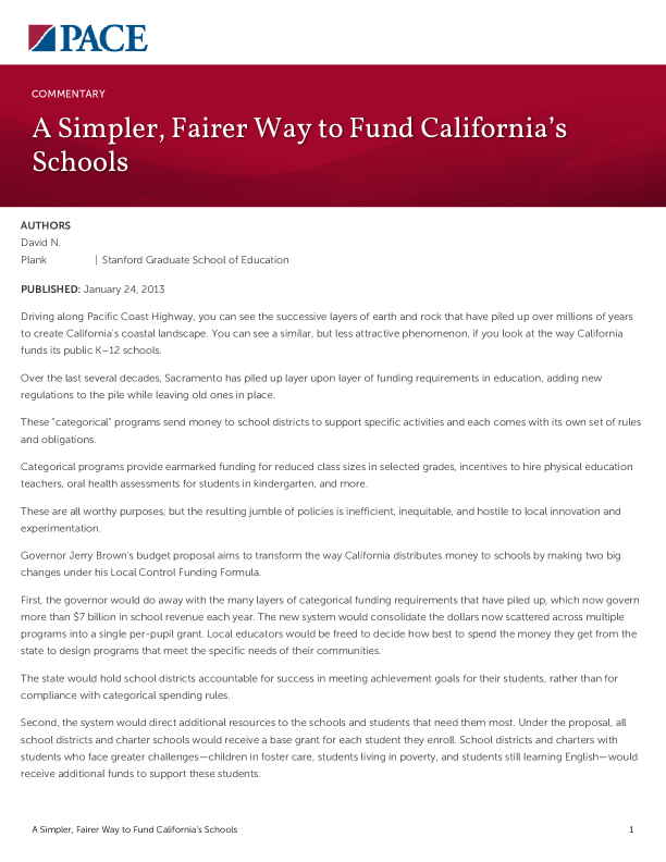 A Simpler, Fairer Way to Fund California’s Schools PDF