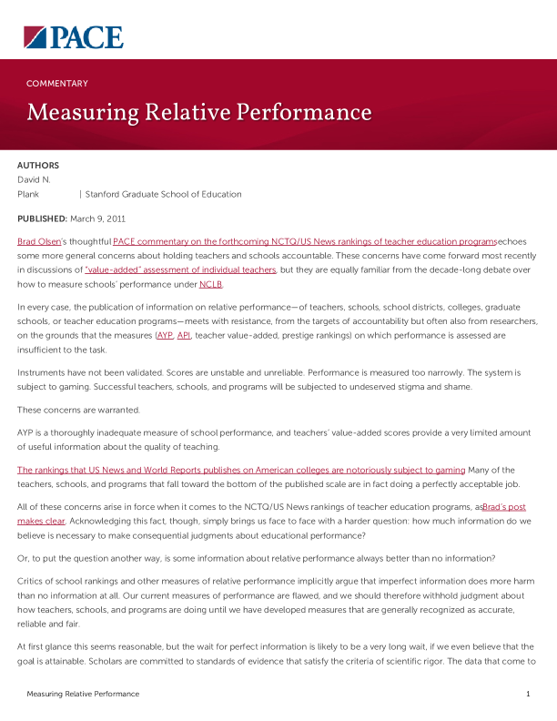 Measuring Relative Performance PDF