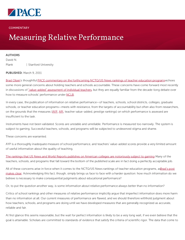 Measuring Relative Performance PDF