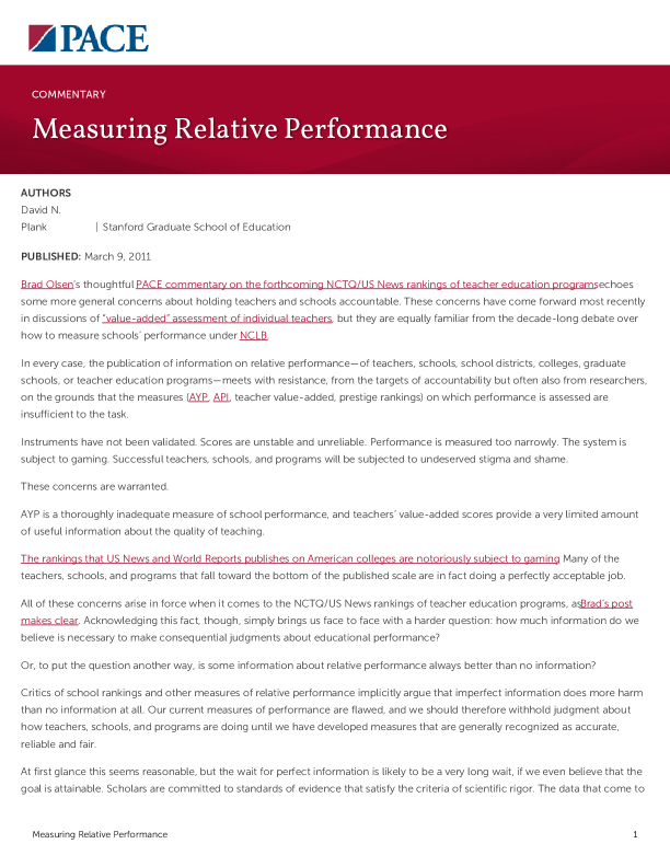 Measuring Relative Performance PDF