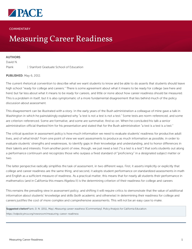 Measuring Career Readiness PDF