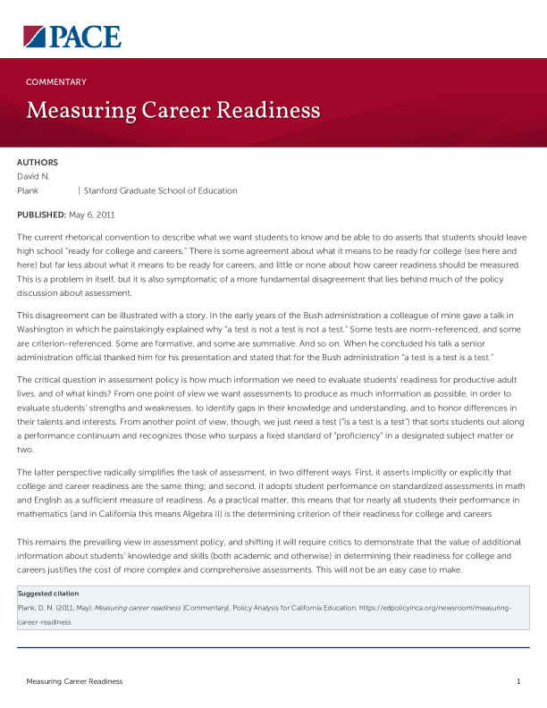 Measuring Career Readiness PDF