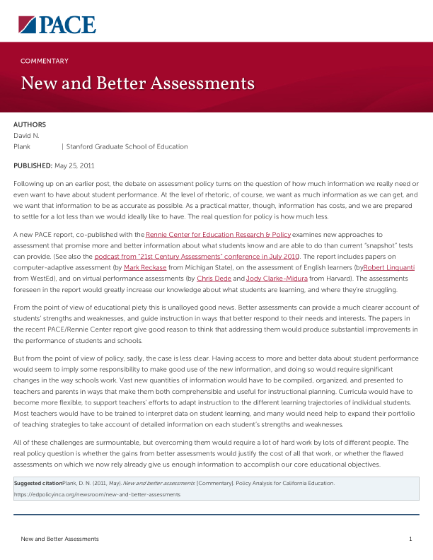 New and Better Assessments PDF
