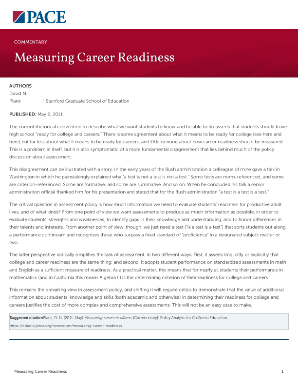 Measuring Career Readiness PDF