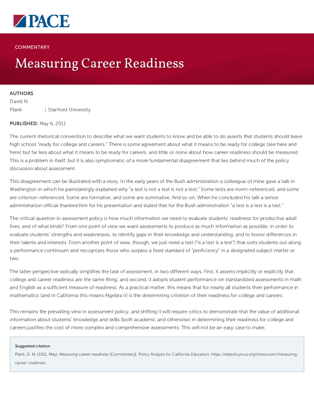 Measuring Career Readiness PDF