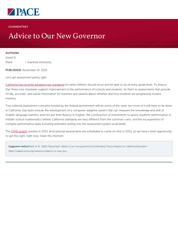 Advice to Our New Governor PDF