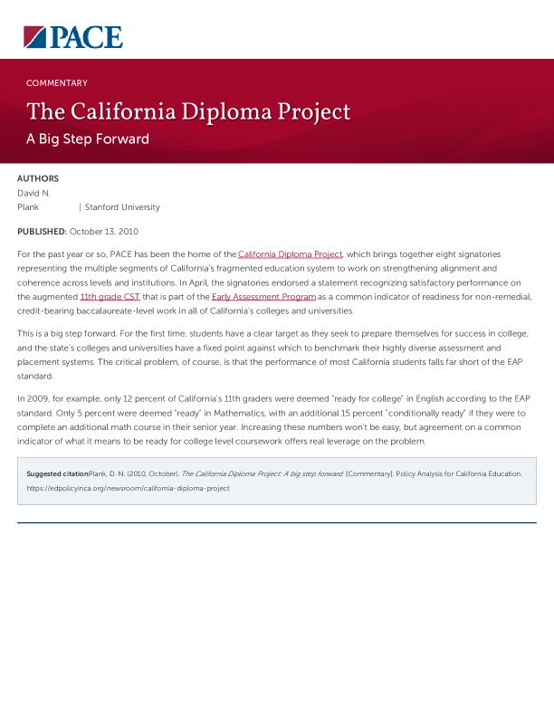 The California Diploma Project PDF