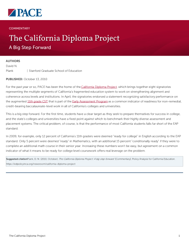 The California Diploma Project PDF