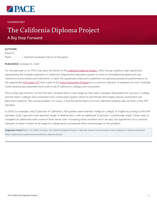 The California Diploma Project PDF