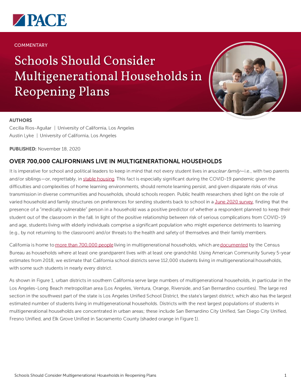 Schools Should Consider Multigenerational Households in Reopening Plans  PDF