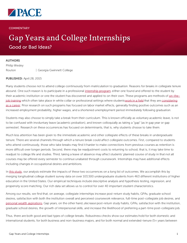 Gap Years and College Internships PDF