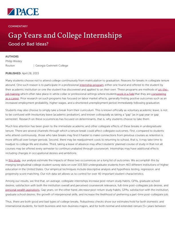 Gap Years and College Internships PDF