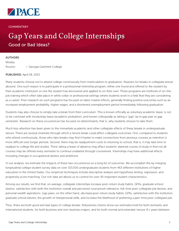 Gap Years and College Internships PDF