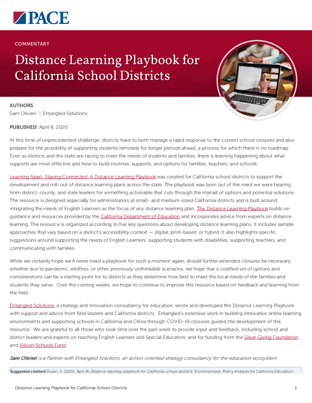 Distance Learning Playbook for California School Districts PDF