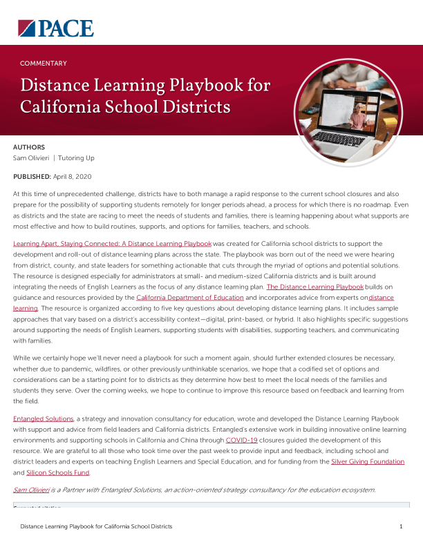 Distance Learning Playbook for California School Districts PDF