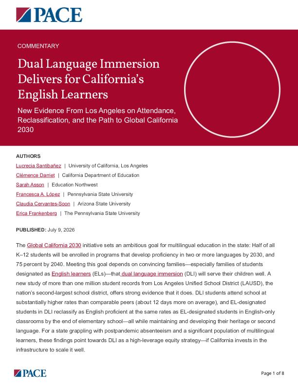 Dual Language Immersion Delivers for California’s English Learners PDF