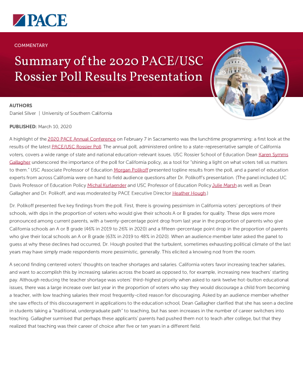Summary of the 2020 PACE/USC Rossier Poll Results Presentation  PDF