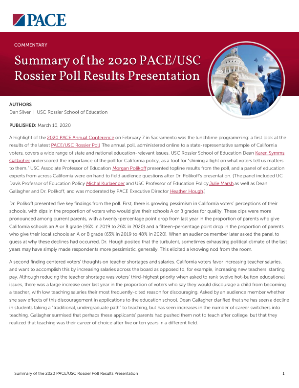 Summary of the 2020 PACE/USC Rossier Poll Results Presentation  PDF