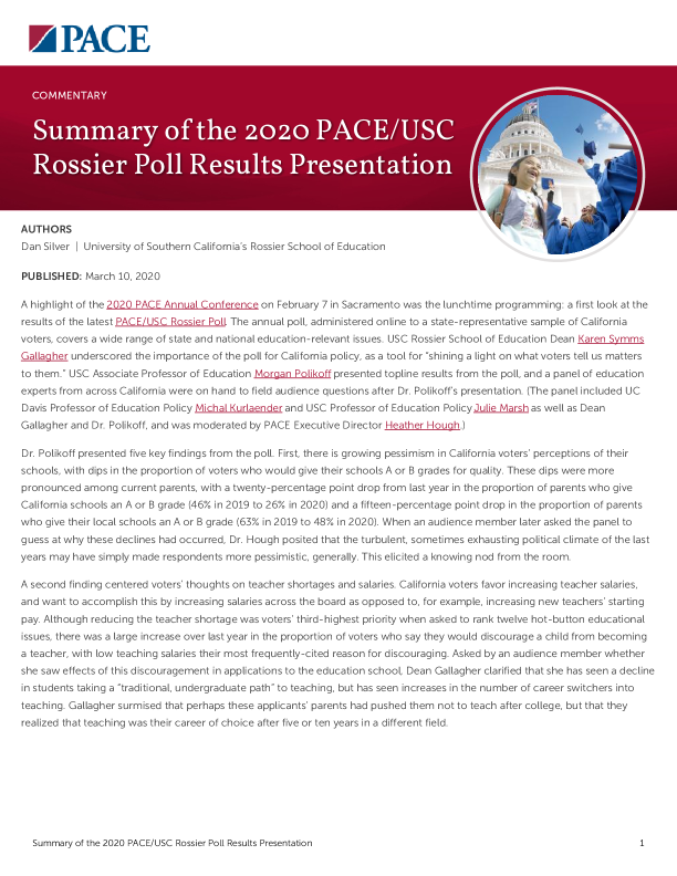 Summary of the 2020 PACE/USC Rossier Poll Results Presentation  PDF