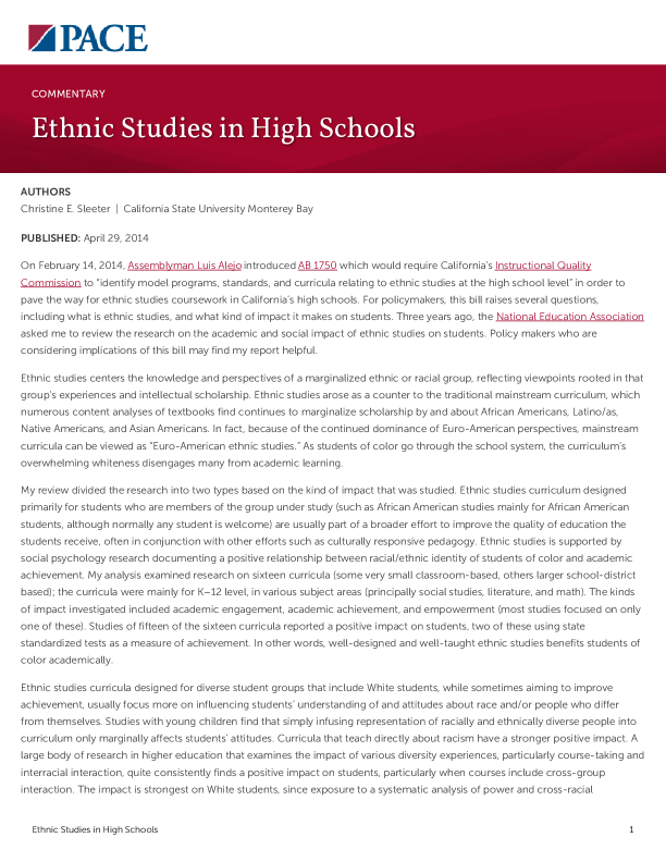 Ethnic Studies in High Schools PDF