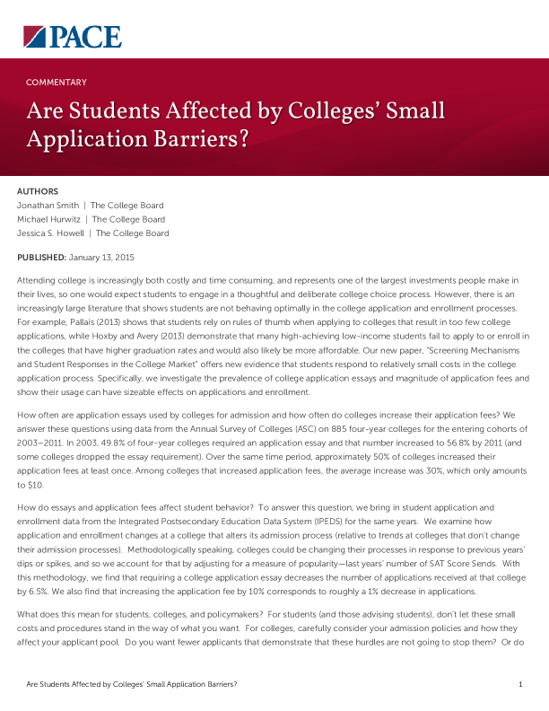 Are Students Affected by Colleges’ Small Application Barriers? PDF