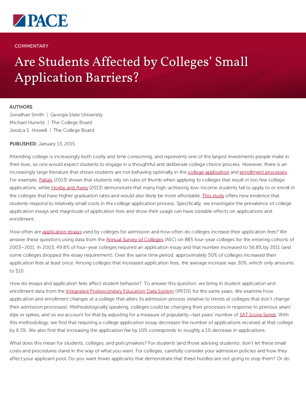 Are Students Affected by Colleges’ Small Application Barriers? PDF