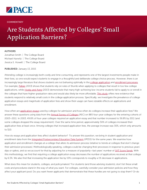 Are Students Affected by Colleges’ Small Application Barriers? PDF