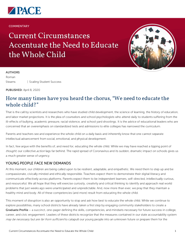 Current Circumstances Accentuate the Need to Educate the Whole Child PDF