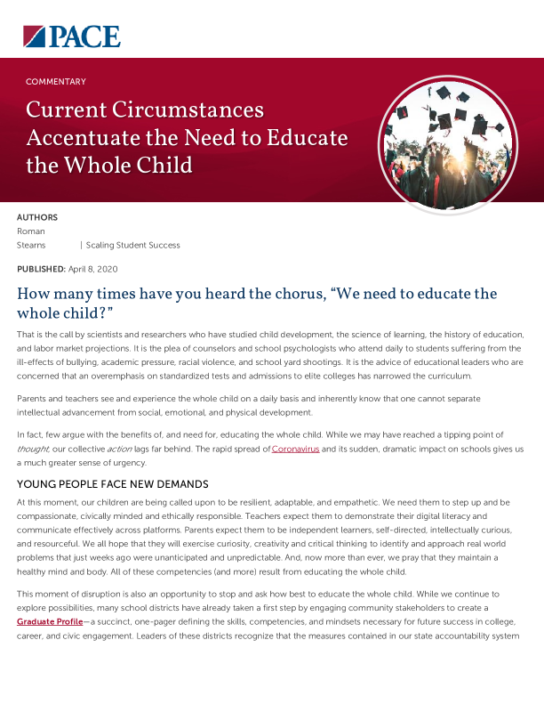 Current Circumstances Accentuate the Need to Educate the Whole Child PDF