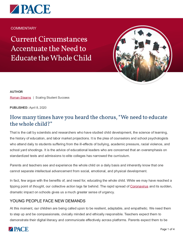 Current Circumstances Accentuate the Need to Educate the Whole Child PDF