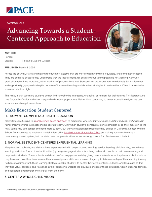 Advancing Towards a Student-Centered Approach to Education PDF