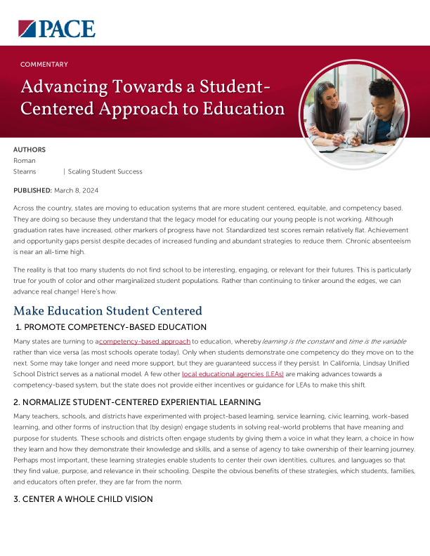 Advancing Towards a Student-Centered Approach to Education PDF