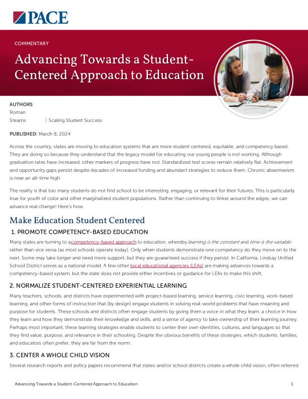 Advancing Towards a Student-Centered Approach to Education PDF
