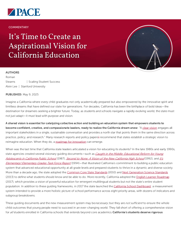 It’s Time to Create an Aspirational Vision for California Education PDF