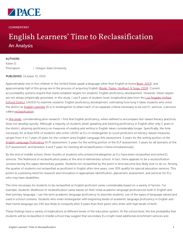 English Learners’ Time to Reclassification PDF