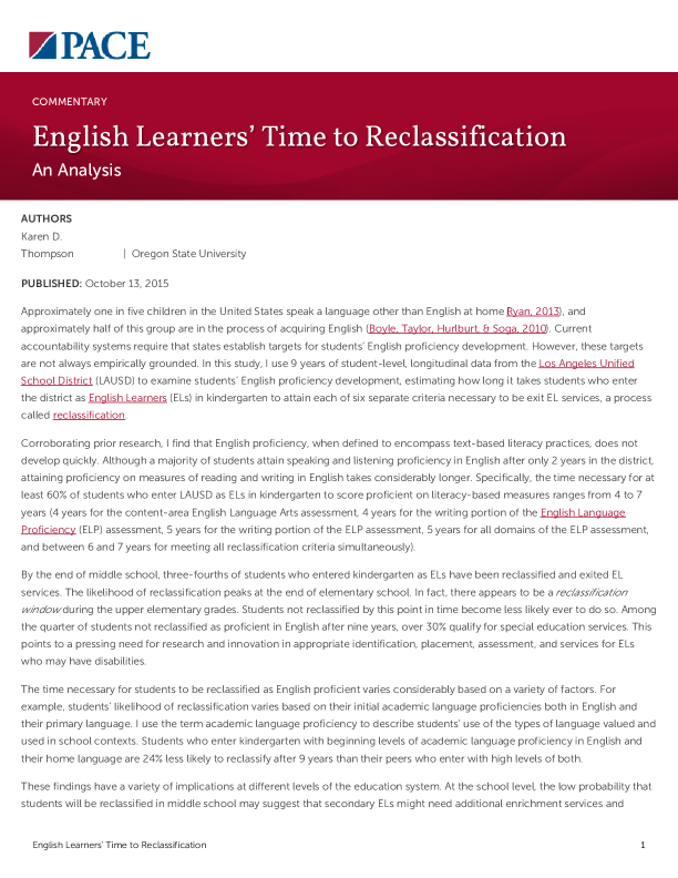 English Learners’ Time to Reclassification PDF