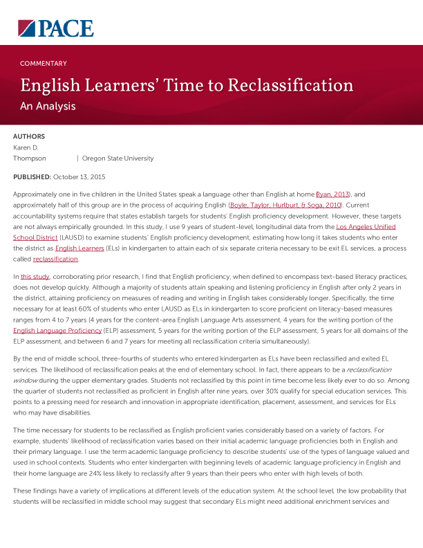 English Learners’ Time to Reclassification PDF