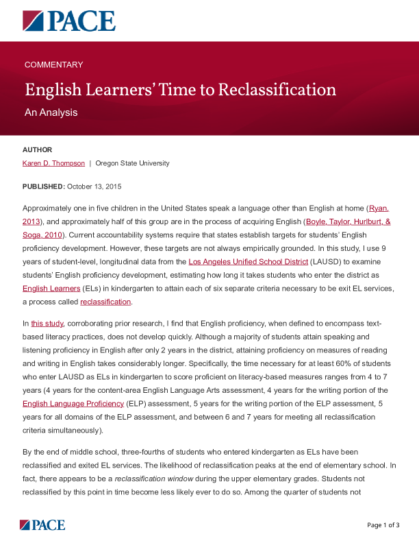 English Learners’ Time to Reclassification PDF
