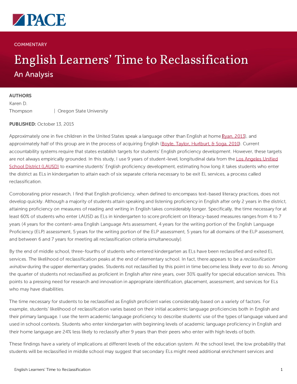 English Learners’ Time to Reclassification PDF