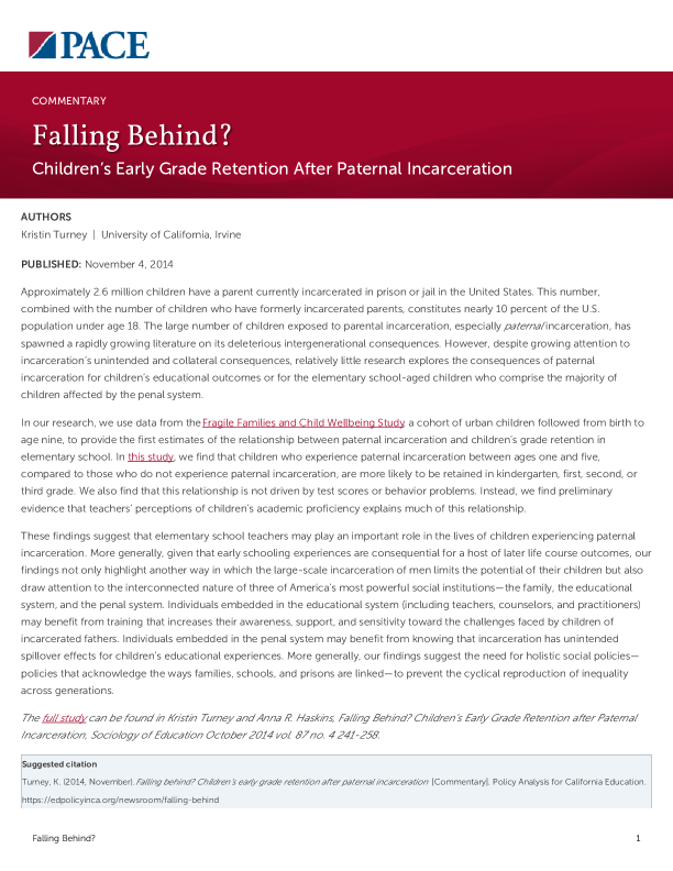 Falling Behind? PDF