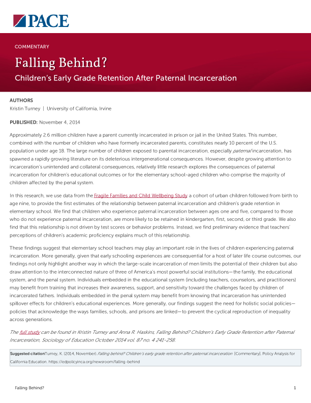Falling Behind? PDF